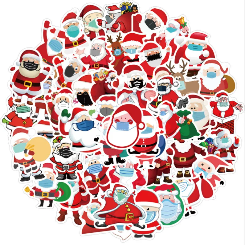 

50 pcs Santa Claus wearing amask Graffiti Waterproof Skateboard Travel Suitcase Phone Laptop Luggage Stickers Cute Kids Girl