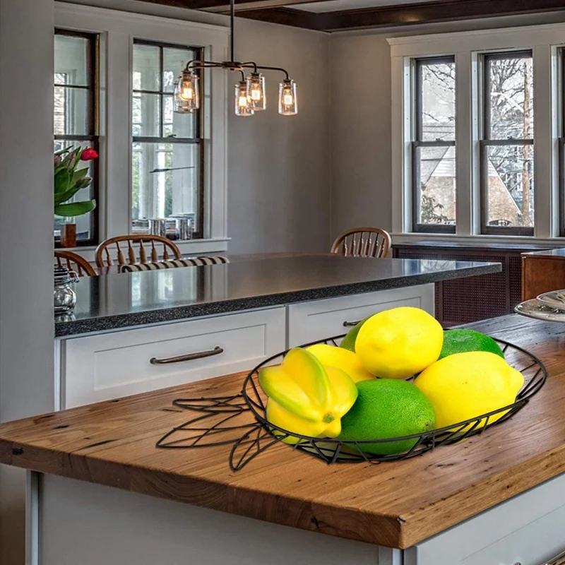 

Countertop Fruit Basket Dish Bowl Container Platter (Iron Wire Black) Pineapple Shape for Kitchen Table Home Decor