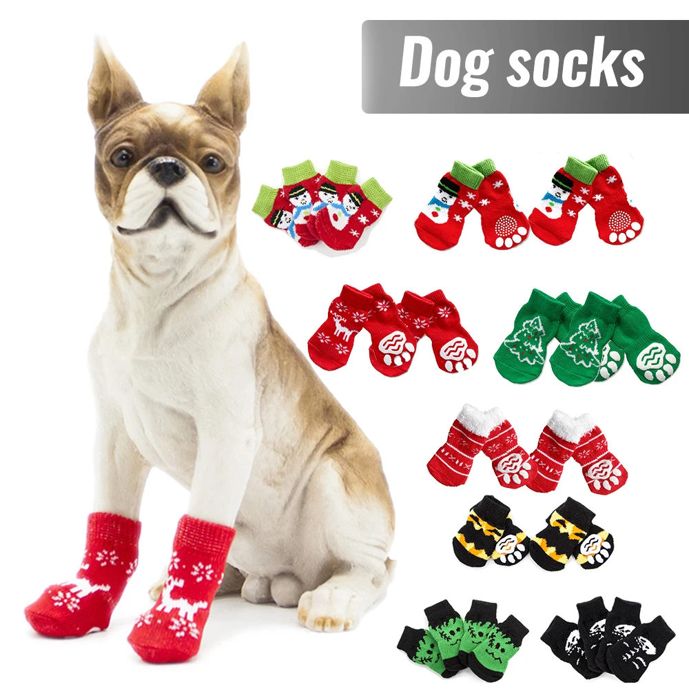 Рождественские носки для собак на Хэллоуин домашних животных и Нескользящие