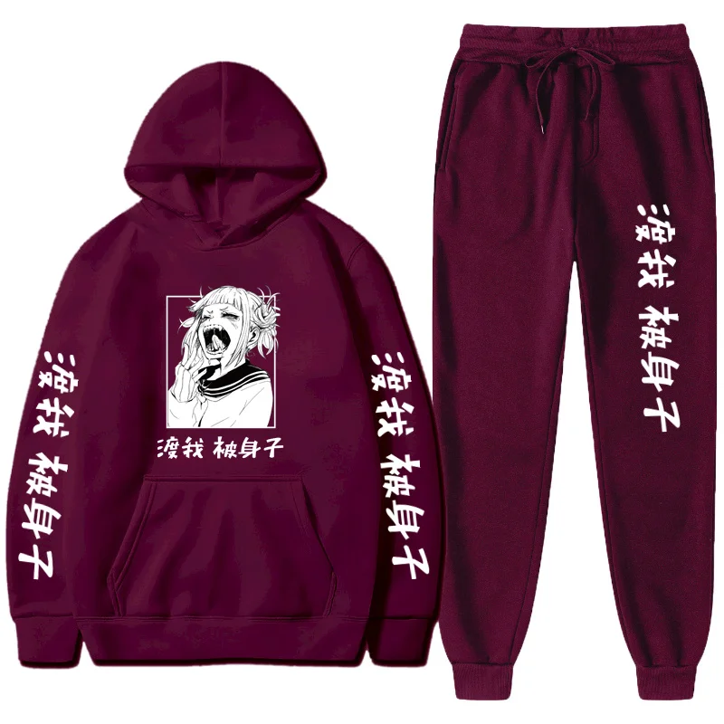 

Autumn Winter New Japanese Harajuku Hip Hop Funny Girl Printed Sets Plus Fleece Casual Suit Men Women Hoodies Sweatshirts S-3XL