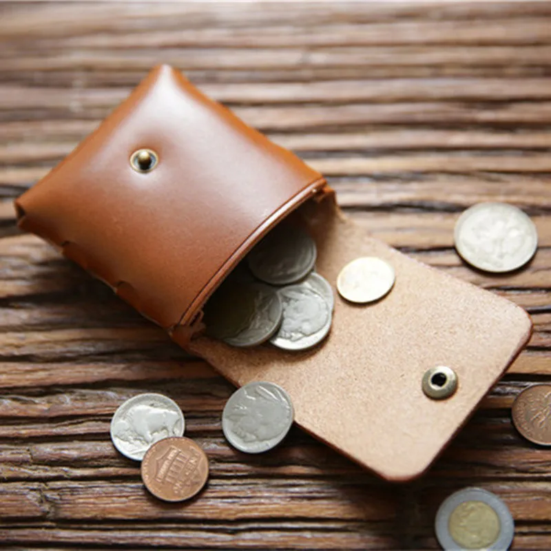Кошелек для мелочи мужчин и женщин из натуральной кожи винтажный портативный