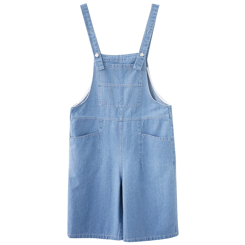

Denim Female Jumpsuit Summer New Loose Solid Color Pocket Overalls For Women Thin Simple Commuter Fashion Wide Leg Shorts ZM196
