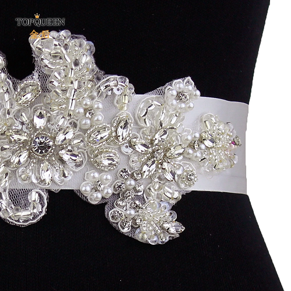 

TOPQUEEN S139 Wedding Sashes Crystal Appliques for Party Beaded Belts for Formal Dresses Belts for Women Luxury Designer Brand