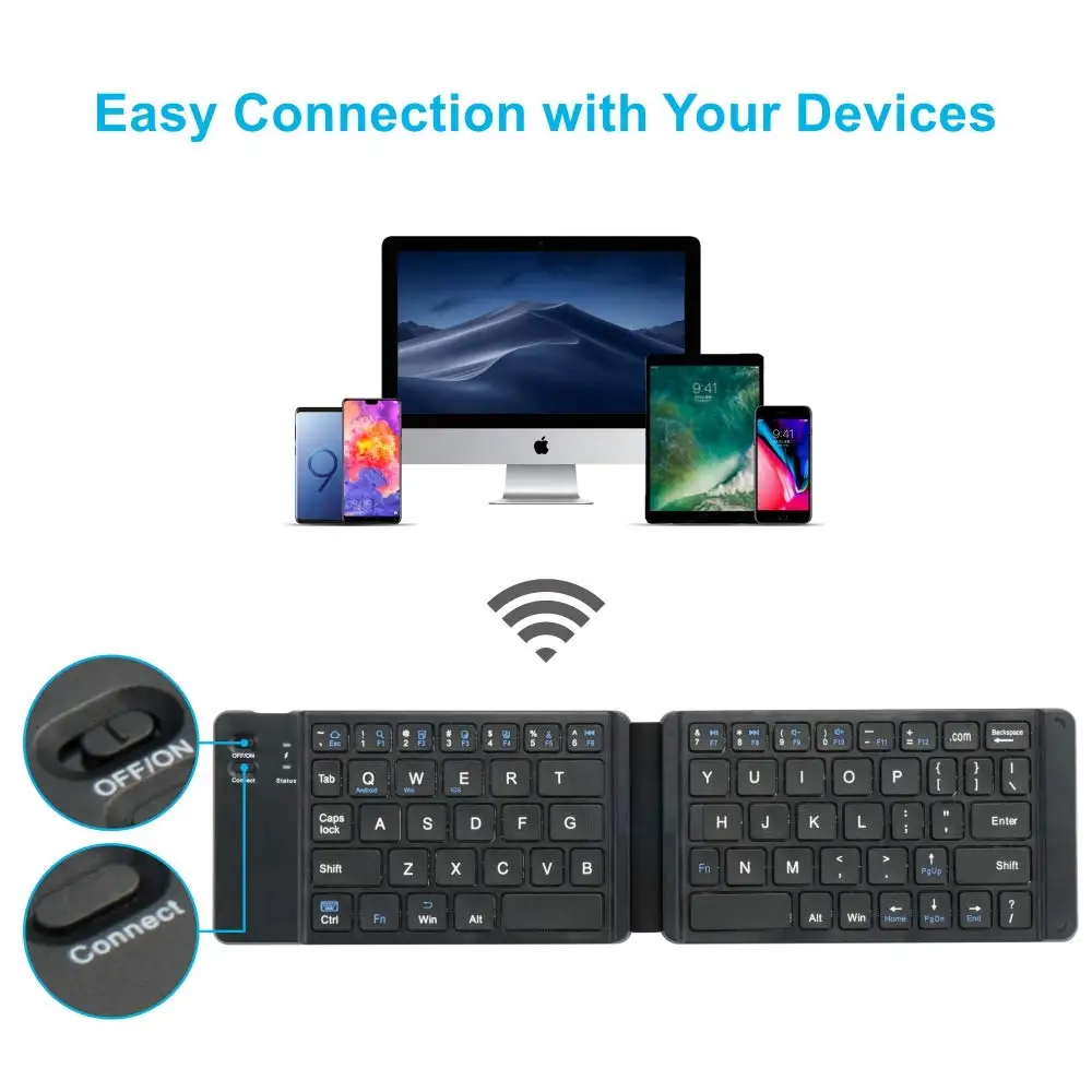 

Беспроводная складная клавиатура Kemile с Bluetooth для планшетов и планшетов на IOS, Android, Windows