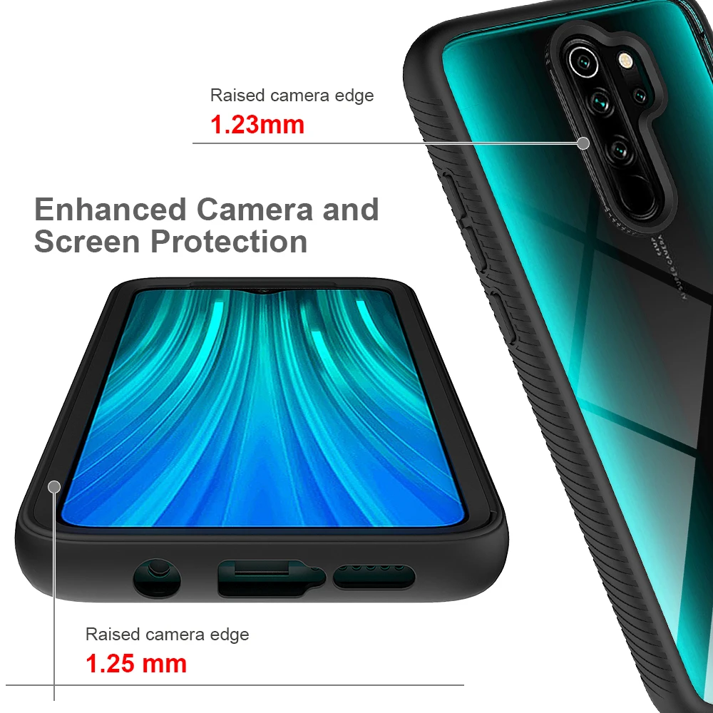 

360 Anti-fall Color Border 2 in 1 Phone Case For Xiaomi Redmi Note 10 8 Lite Poco M2 9T 9C 9A 9 K20 Pro Transparent Back Cover