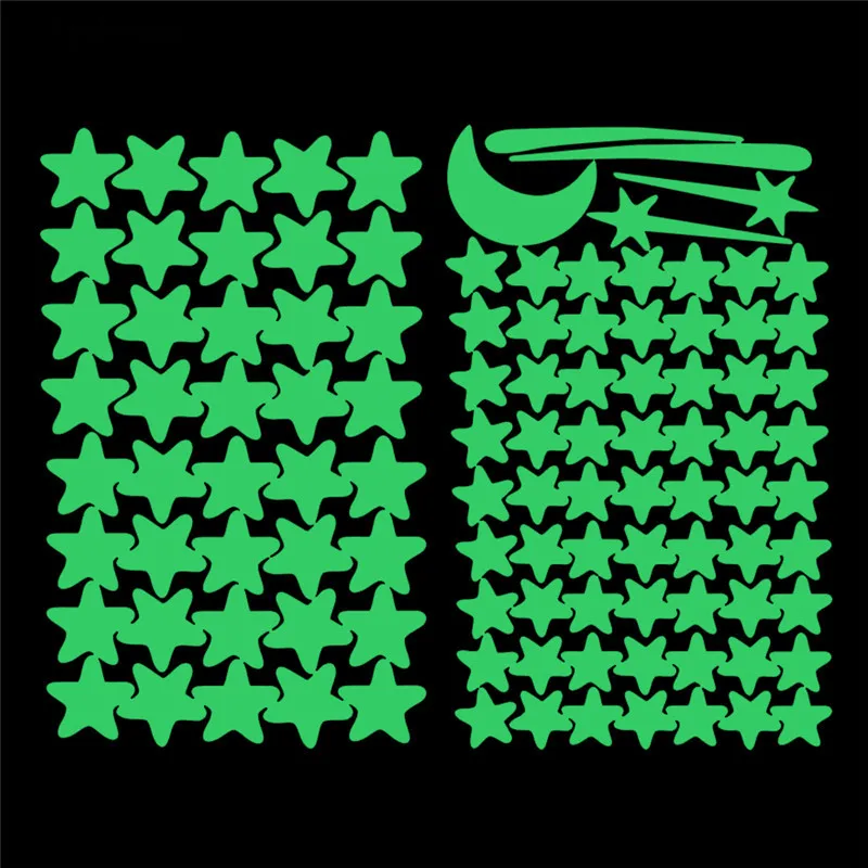 Светится в темноте наклейка светящаяся Звезда Луна DIY фосфоресцирующая