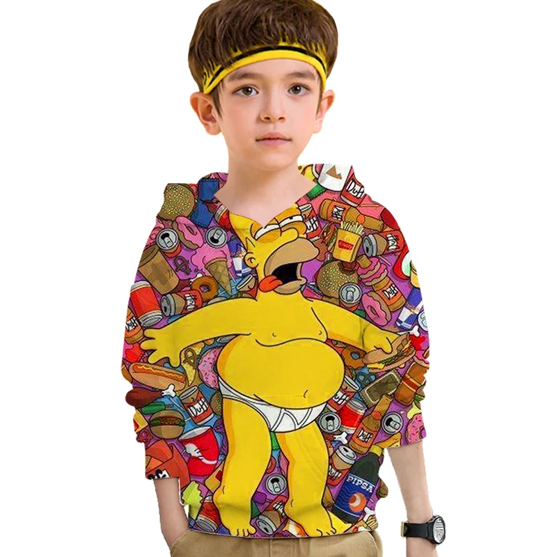 2020 одежда для маленьких мальчиков толстовки с 3d изображением Симпсона девочек