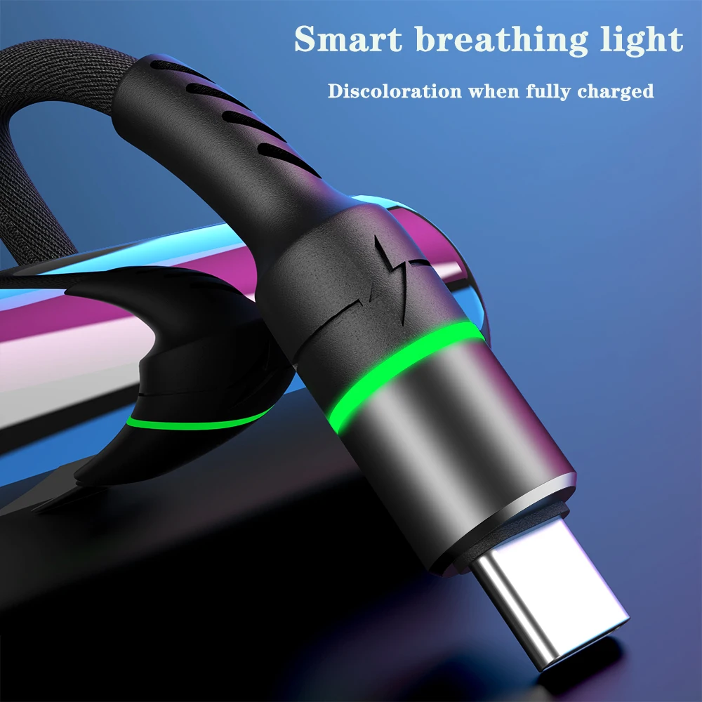 Кабель Micro USB со светодиодным индикатором нейлоновый плетеный кабель передачи