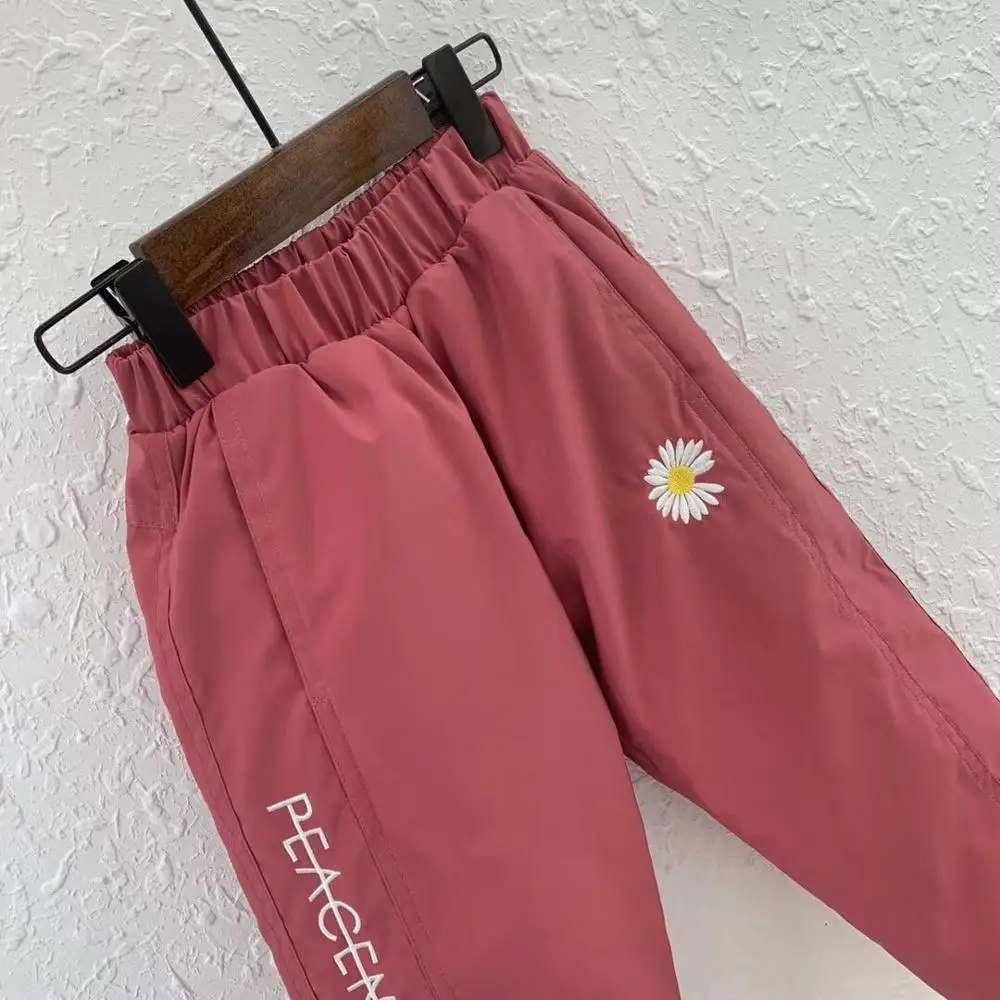 

Winter New fashion kids clothes girl Down pants Embroidery floral Boy down wadded trousers Cargo Pants