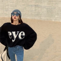 2022 oversize hot sale autumn winter new fashion tie dyed loose knitted top sweaters for women pull femme