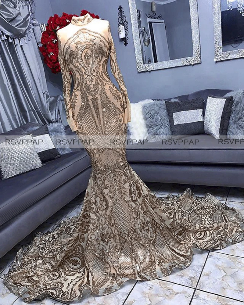 Длинные платья для выпускного вечера 2021 с высокой горловиной одежда длинным