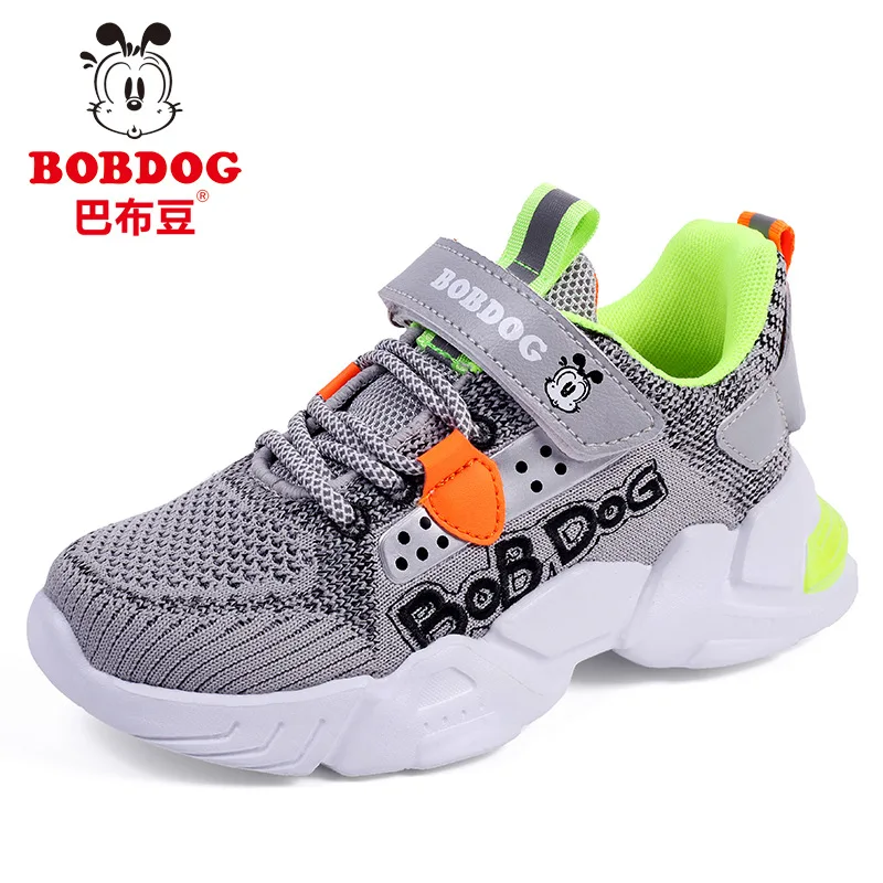 

Bobdog boys spring and autumn 2021 trend new mesh breathable children soft bottom breathable non-slip sports running shoes