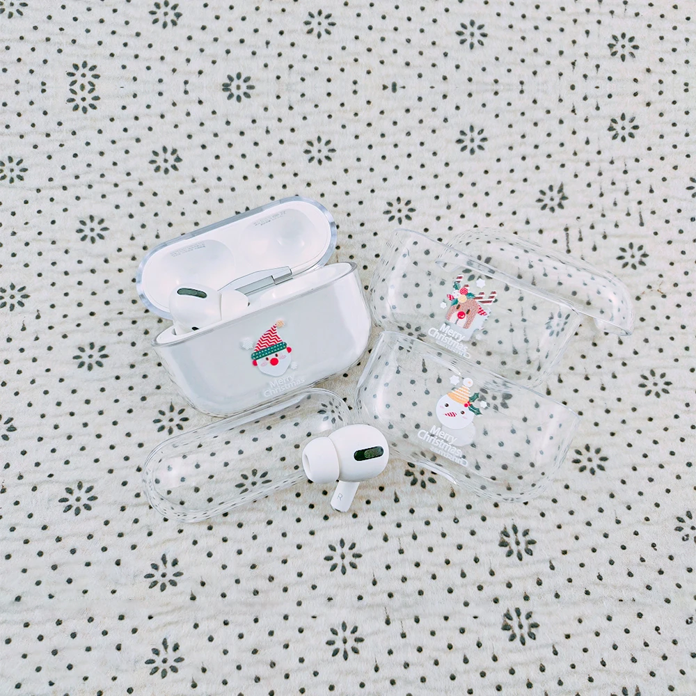 

Transparent Christmas Series Earphone Cases For Apple AirPods Case Pro 1 2 3 PC Bluetooth Wireless Protective Cover