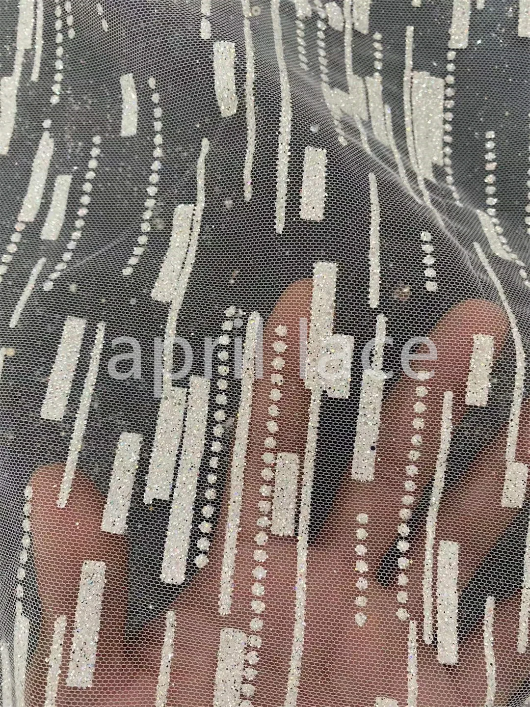 

10 Yards Silver Tulle Wedding Elegant London African Bling Glitter Lace Fabric for Occasion /Sawing Bridal Dress
