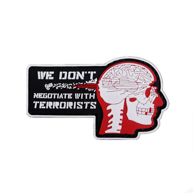 Череп голова 3D накладка из пвх мы не вести переговоры с террористов липучки