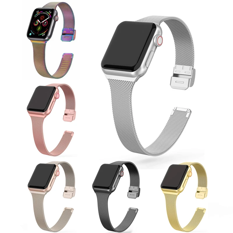 

Ремешок из нержавеющей стали для Apple iWatch Band SE 6 5 4 3 2 1 Series, металлическая складная застежка для Apple Watch 38 мм 42 мм 40 мм 44 мм