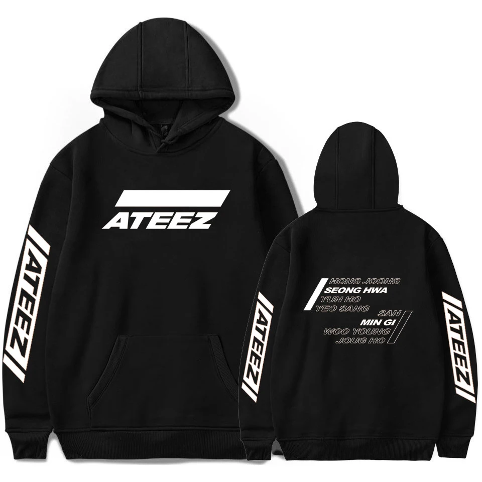 New ATEEZ Hoodies Men Women New Harajuku Sweatshirts Fashion Black Hoodie Casual Pullover Men Sweatshirts Clothing Print Hooded