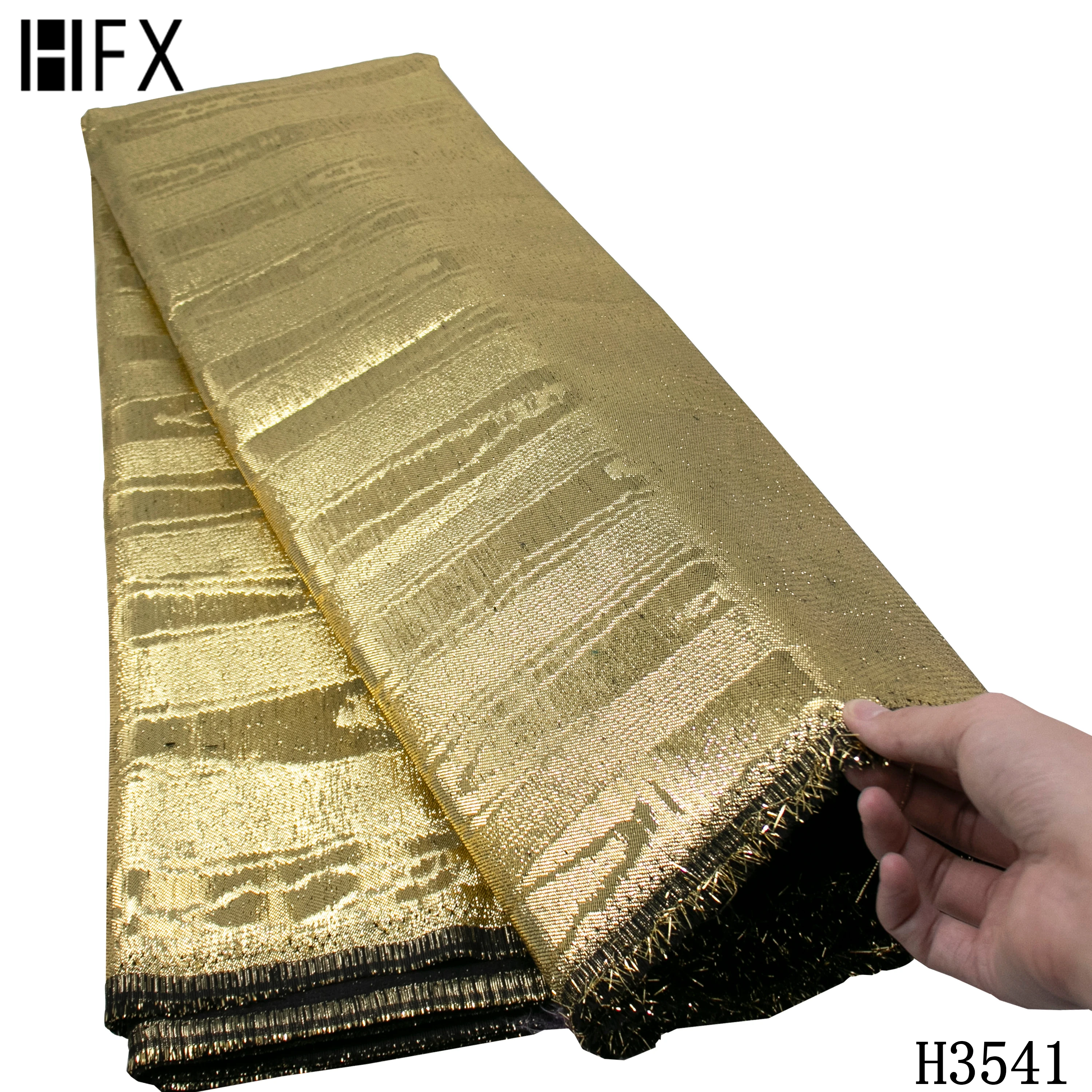 

HFX embroidery jacquard fabric new African brocade lace fabric Nigeria wedding lace skirt design fabric for party dress H3541