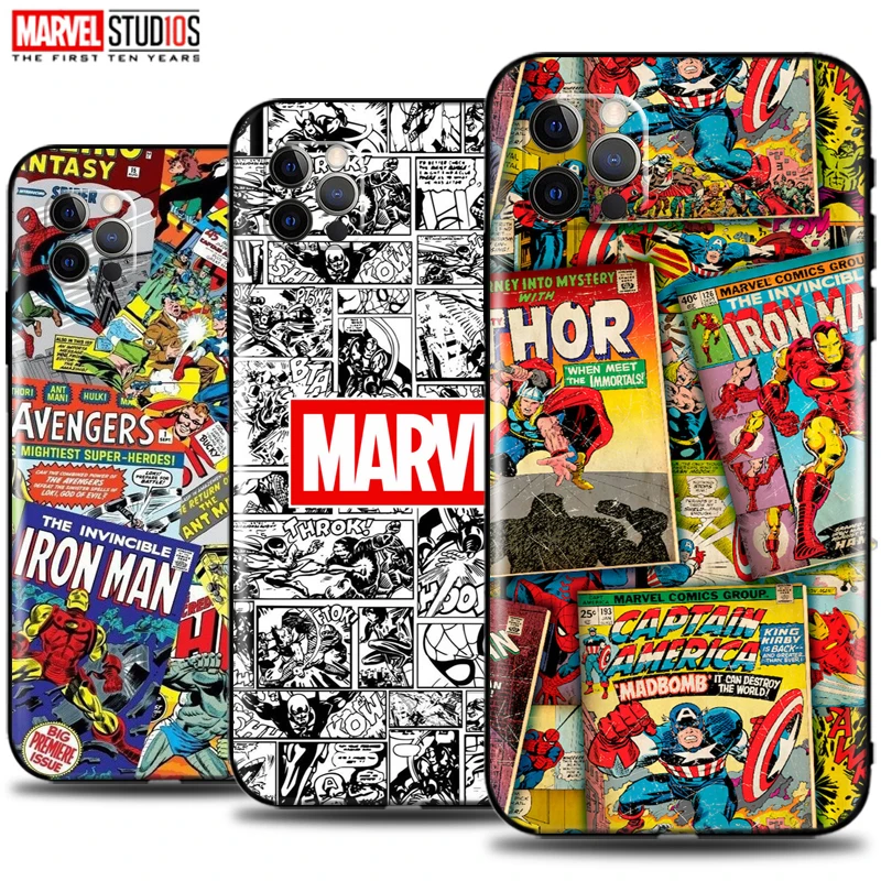 

Phone Case For iPhone 13 13 Pro Max 13 Mini Funda Cover Marvel Avengers Comics Iron Man SpiderMan Venom Hulk Thor