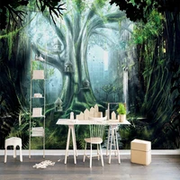 custom wallpaper 3d green forest nature landscape photo wall murals living room tv bedroom home decor self adhesive 3d stickers