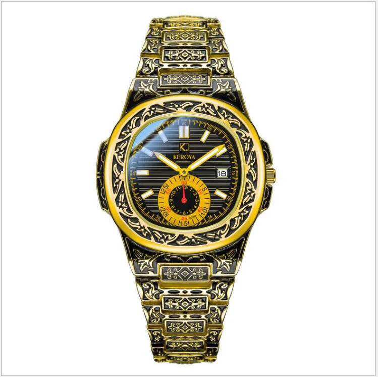 

High Quality Fashion Gold Men Watch Quartz Bracelet Watches For Men Waterproof Calendar Classic Chic Designer Brand Watches