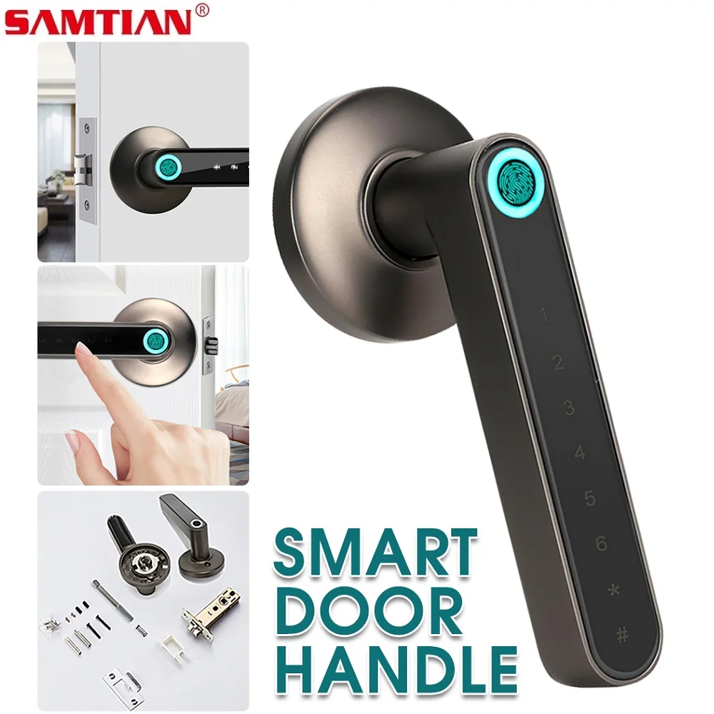 

SAMTIAN Smart Fingerprint Lock Electronic Door Lock With Keys Sensitive Zinc Alloy Semiconductor Door Lock For Office Home
