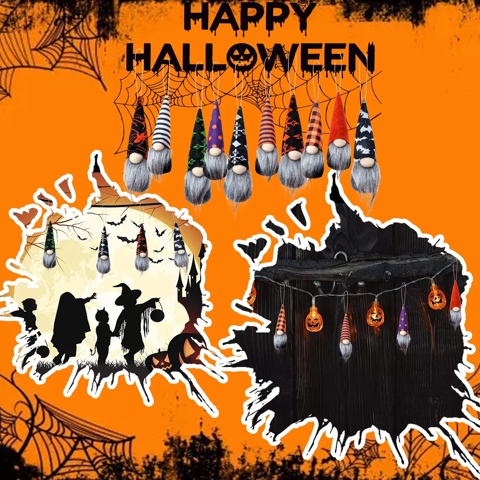 

2PCS Halloween decoration small pendant Halloween faceless doll set Gnomes Decor Ornament Statue for Halloween decoration