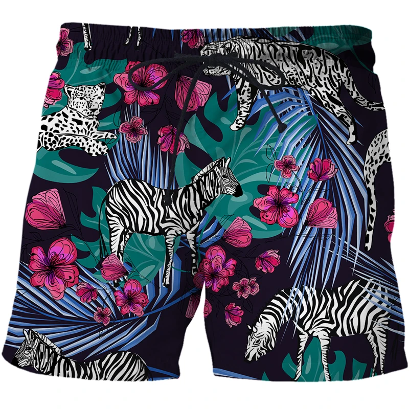 2021 New Summer Beach Men's Shorts Abstract pattern animal Printing Casual Quick Dry Board Shorts Bermuda Mens Short Pants