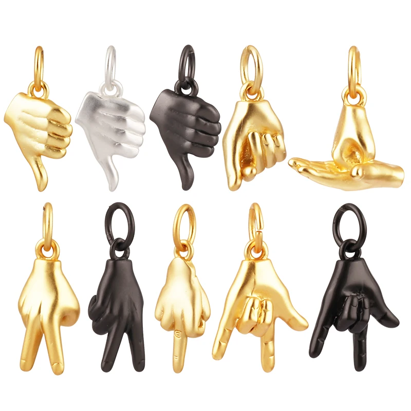 

Hand Gesture Finger Sign Language Charm Pendant,Brass Based,Real Gold Plated Jewelry Necklace Bracelet Making Wholesale Supplies