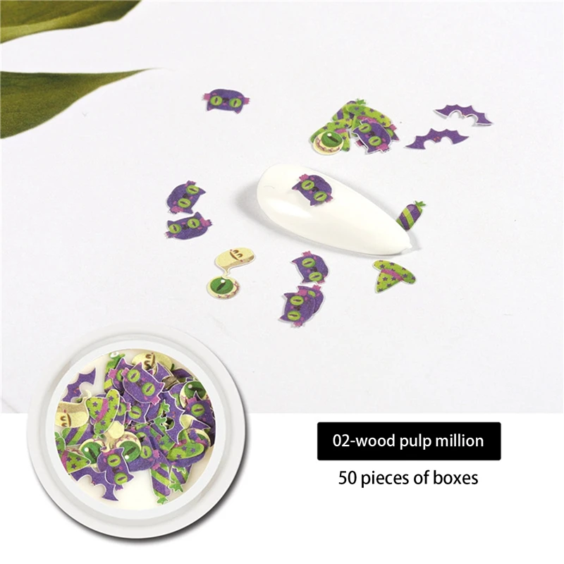 

Mixed 9 Shapes Halloween Christmas Nail Art Decorations Slice Nail Foil Decals Fake Nails Accessoires