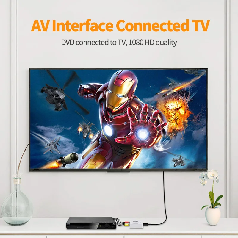 Преобразователь видео из AV в HDMI 1080P Высококачественный композитный аудио HD