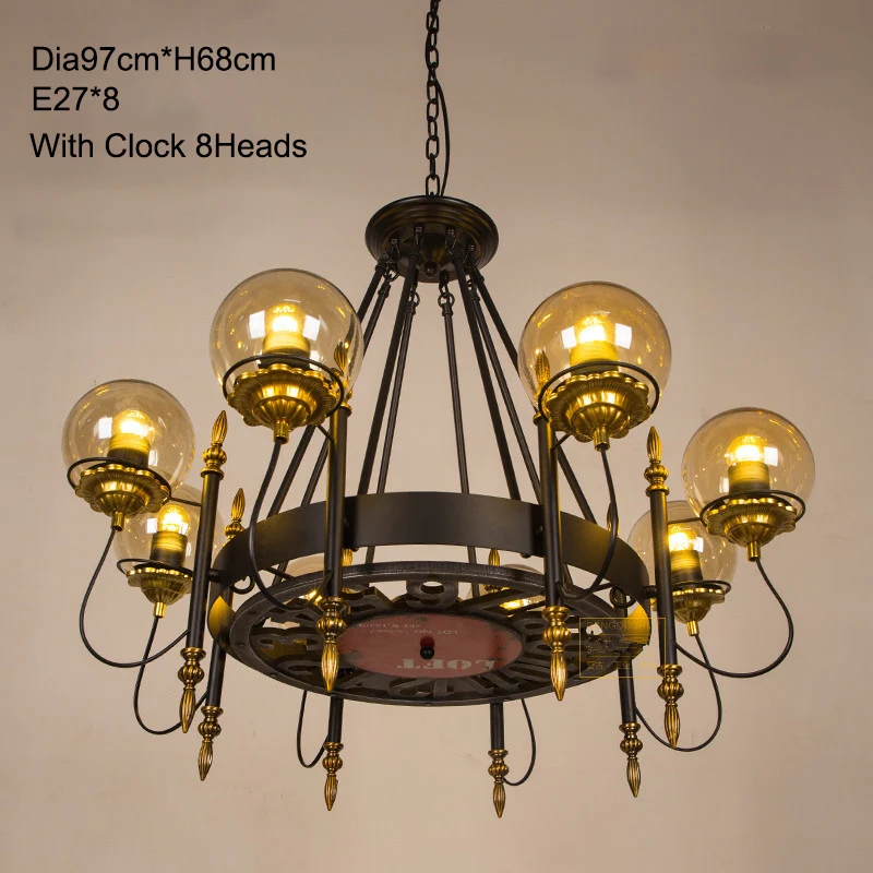 Стеклянная люстра в стиле индустрии американская Ретро железная лампа для