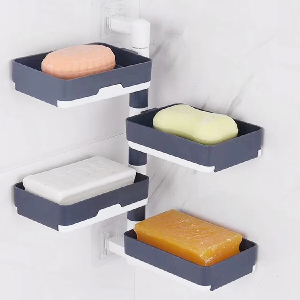 

2/3/4LAYER Wall Mount Rotatable Soap Holder Super Powerful Self-Adhesive Soap Dish Holder for Bathroom Shower And Kitchen