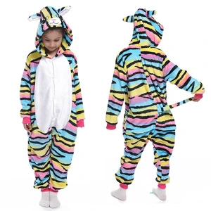 2022new children dinosaur animal flannel one-piece pajamas boys and girls cartoon anime role playing pajamas kids novel pajamas