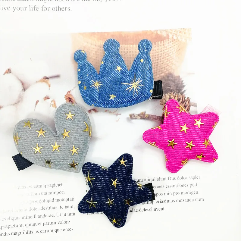 Новинка 2 шт./компл. джинсовые заколки для волос девочек с изображением звезды