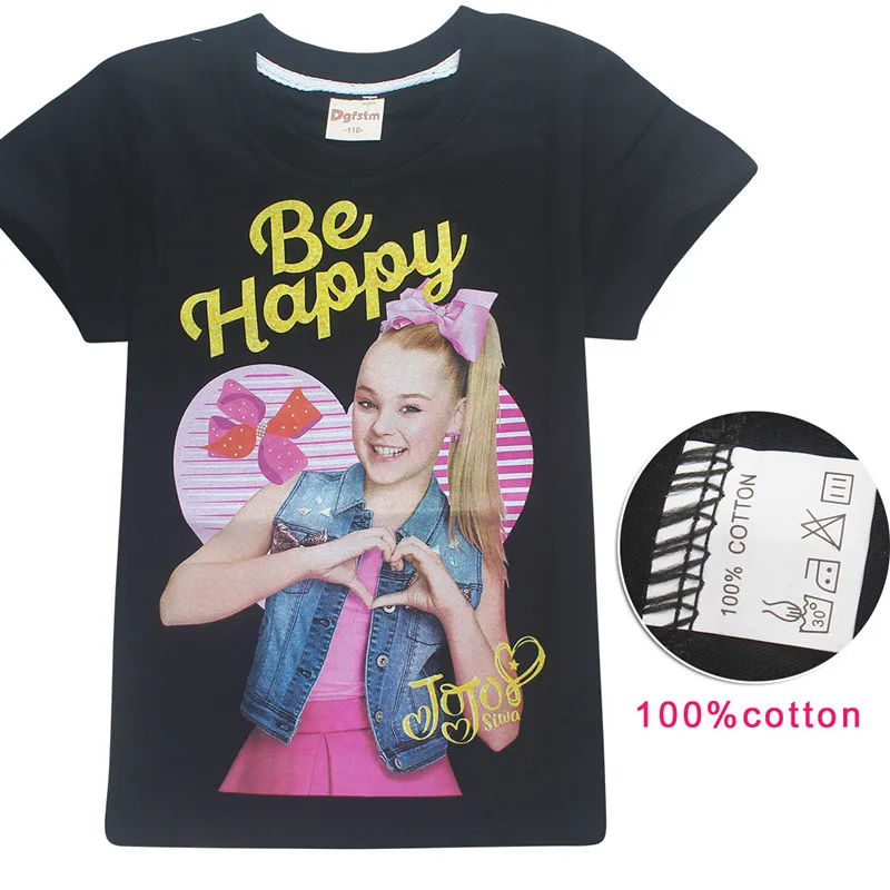 8357 black От 5 до 12 лет JOJO Siwa/детская футболка для девочек футболка с короткими рукавами мягкая хлопковая одежда для подростков Детские футболки, одежда для девочек - Цвет: 8357 black