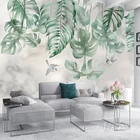3D обои на заказ, водонепроницаемые самоклеящиеся настенные наклейки в стиле ретро, ручная роспись, абстрактные листья, гостиная, диван, Телевизор