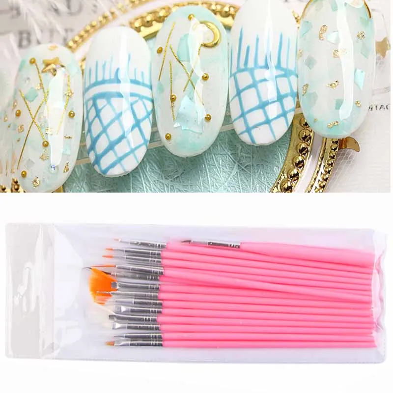 

Кисти для ногтей 15 шт., кисти для маникюра, Гель-лак для нейл-арта, градиентные кисти для гель-лака, рисование, набор для маникюра