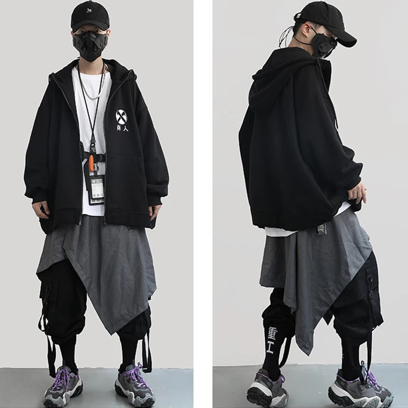 

11 BYBB'S DARK Harajuku Hoodies Jackets Streetwear Sweatshirt Men 2020 Autumn Loose Sweatshirt Jacket Embroidery Coat Tops BB103