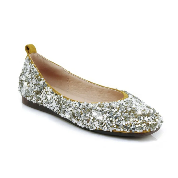 

Оптовая продажа; слипоны с круглым носком; цвет черный, серебристый; обувь с блестками; шикарная обувь на плоской подошве; женская офисная об...