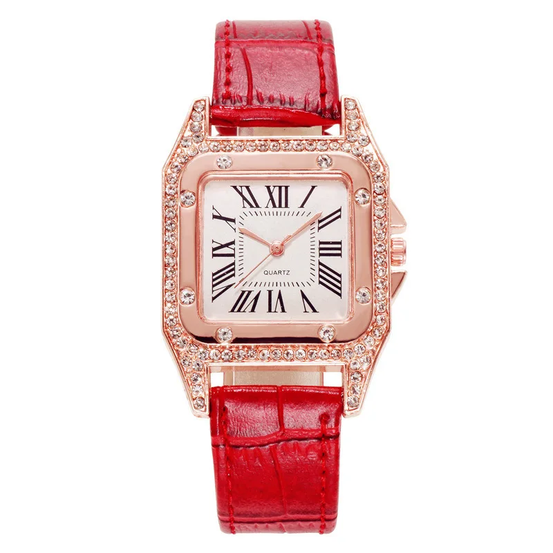 Женские часы с квадратным ремешком и бриллиантами | Наручные