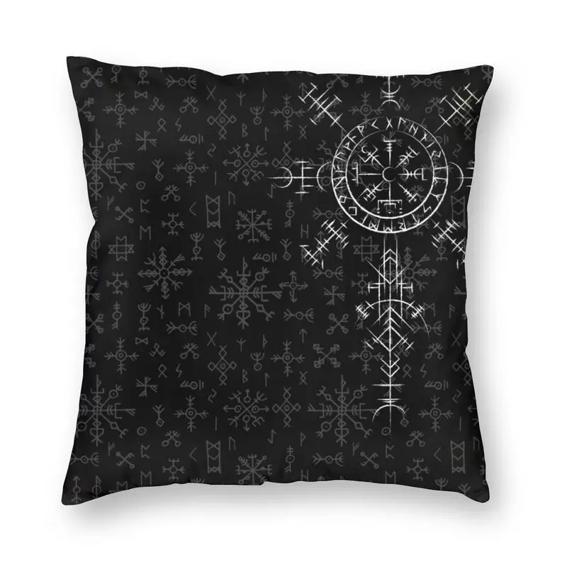 

Lucky Charm Viking Compass Vegvisir Cushion Cover Vikings Valhalla Floor Pillow Case for Sofa Fashion Pillowcase Home Decorative