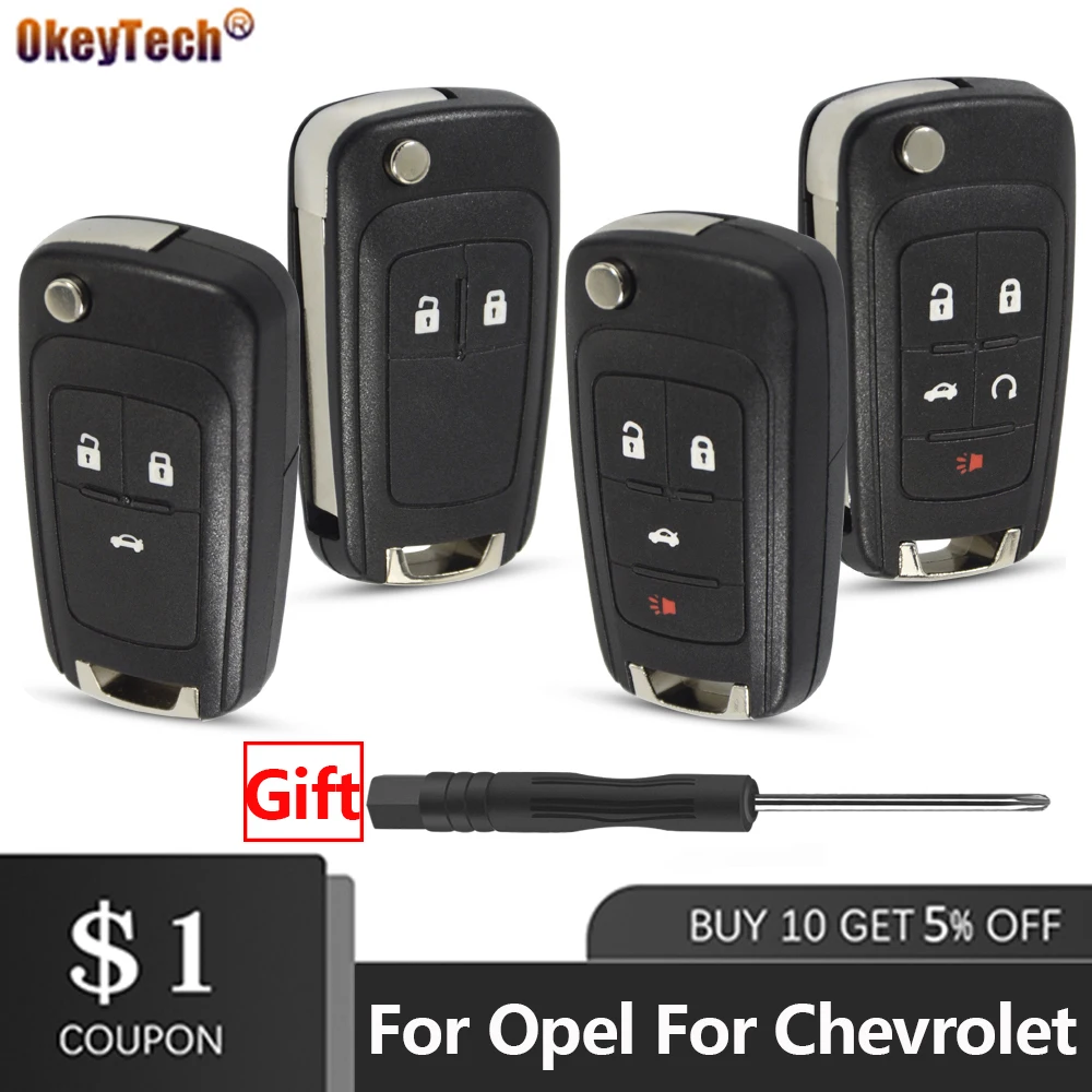 

OkeyTech 2/3/4/5 Buttons Folding Remote Car Key Shell Case Cover For Opel VAUXHALL Insignia Astra Zafira Chevrolet Cruze Buick