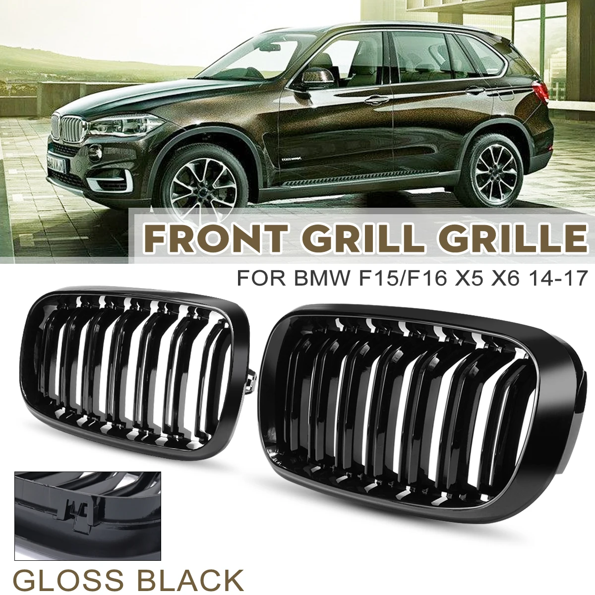 1 пара Новый автомобиль ABS Замена черный глянец двойной планка Передняя решетка