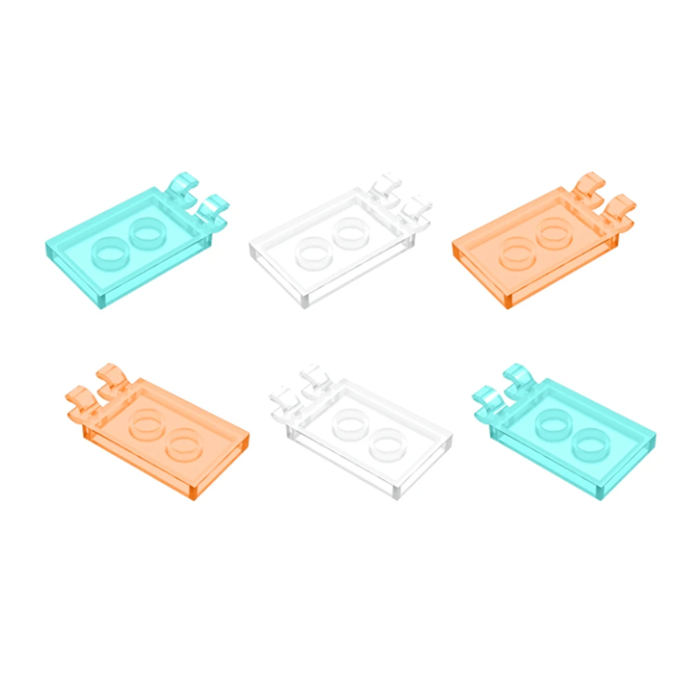 

20pcs MOC Bricks Assembly Parts Transparent 21 Colors Tile Modified 2x3 with 2 Clips Creative Toys for Children Kids Gifts 30350