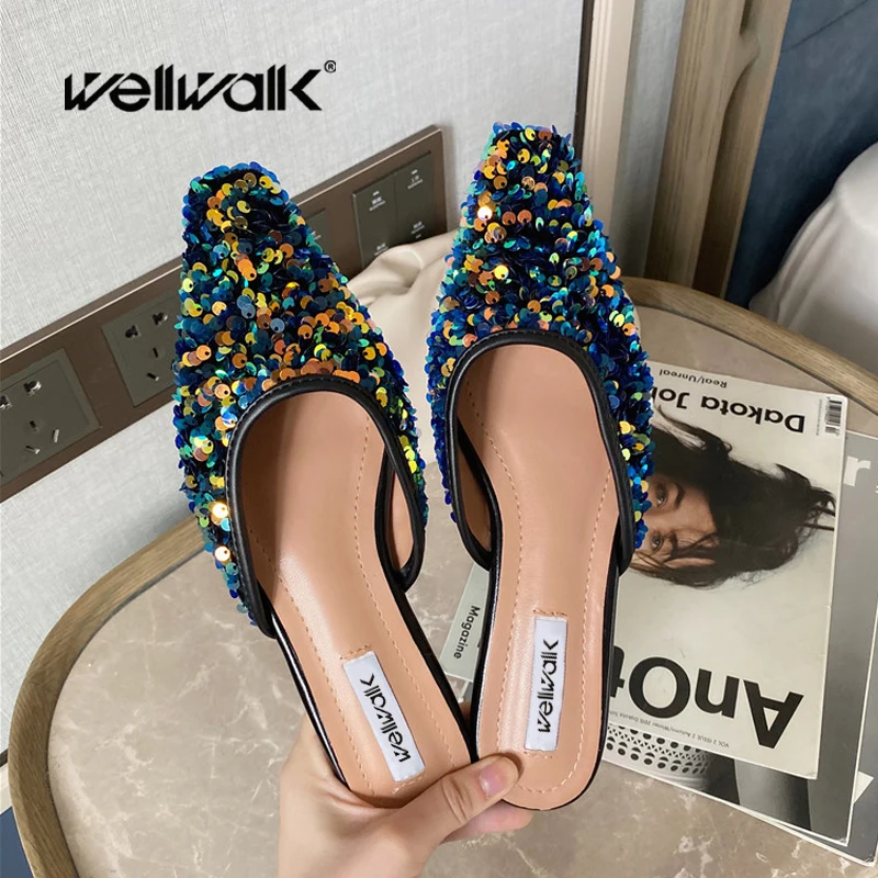 Модные шлепанцы без задника Женская обувь на плоской подошве Женские модельные с