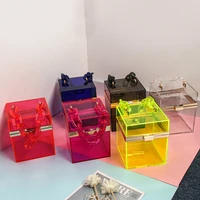 hot sale new arrivals clear box purse handbag cute women and girls clear clutch purses bags with handle