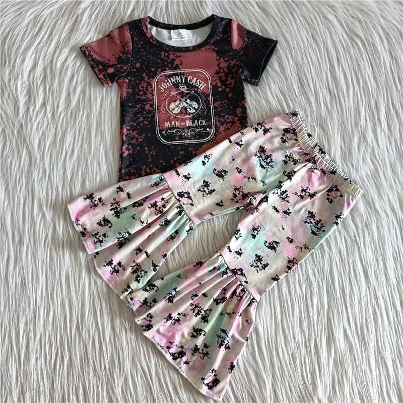 

Baby girls' clothing sets tie dry letter print short sleeves top baby girl clothing sets summer for girl
