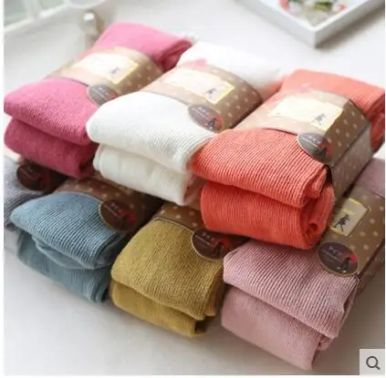 High elastic collant pantyhose female Warm Tights Full Cotton Vertical Pattern Candy Colors Thermal Dress Panty hose