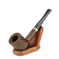 high quality ebony wood pipe 9mm filter straight smoking tobacco pipe gold rind smoking pipe free tools set smoking accessory